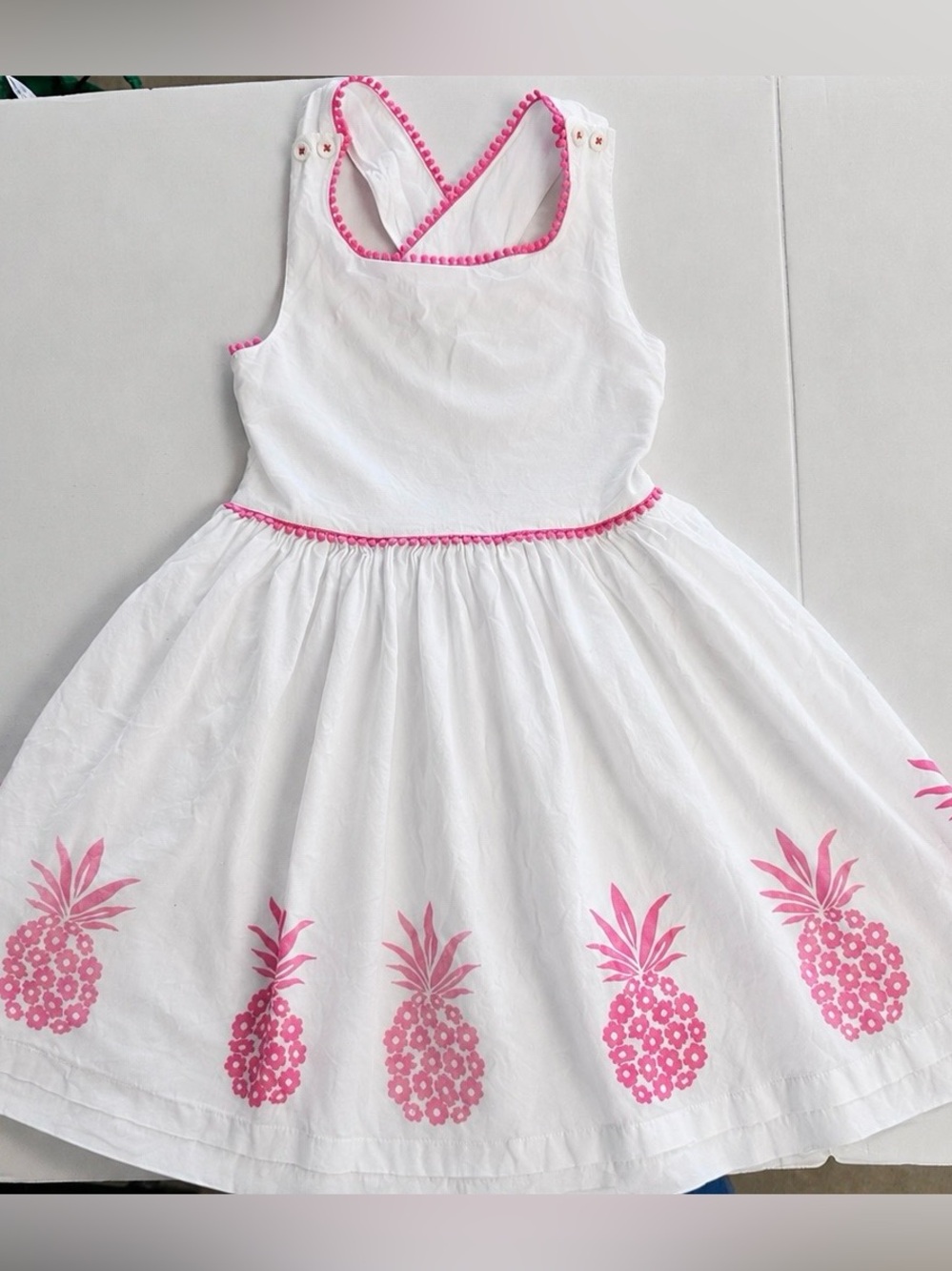 Little English Flower Pineapple Pompom Dress 8